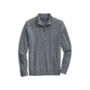 Vineyard Vines Jim Nantz Grant Extrafine Merino Wool Zip Pullover Gray Men Large